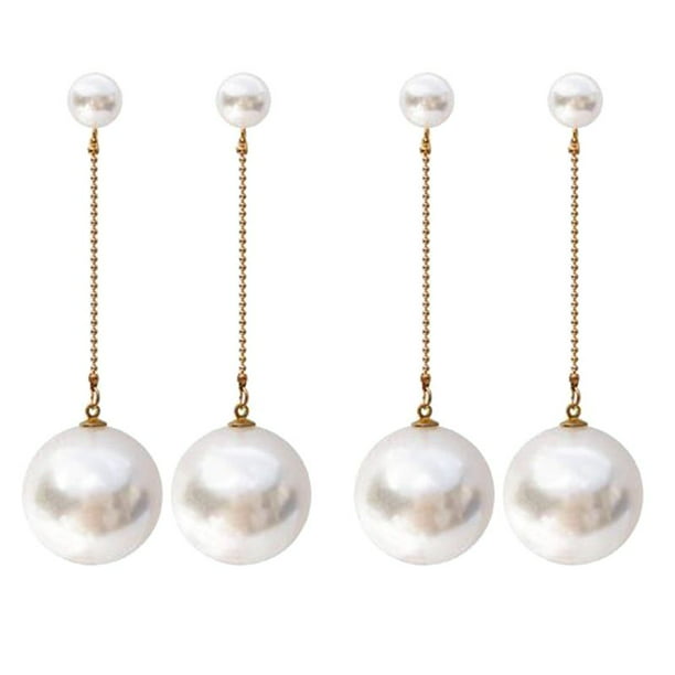 Women Beautiful Silver Gold Tassel Drop Cute Elegant Pearl Dangle Stud Earrings 